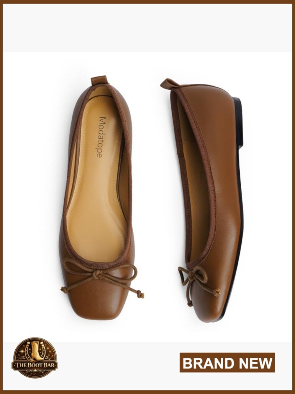 Ballet Flats with Bow Square Toe Slip On Women's Dressy Flats - Picture 4 of 7
